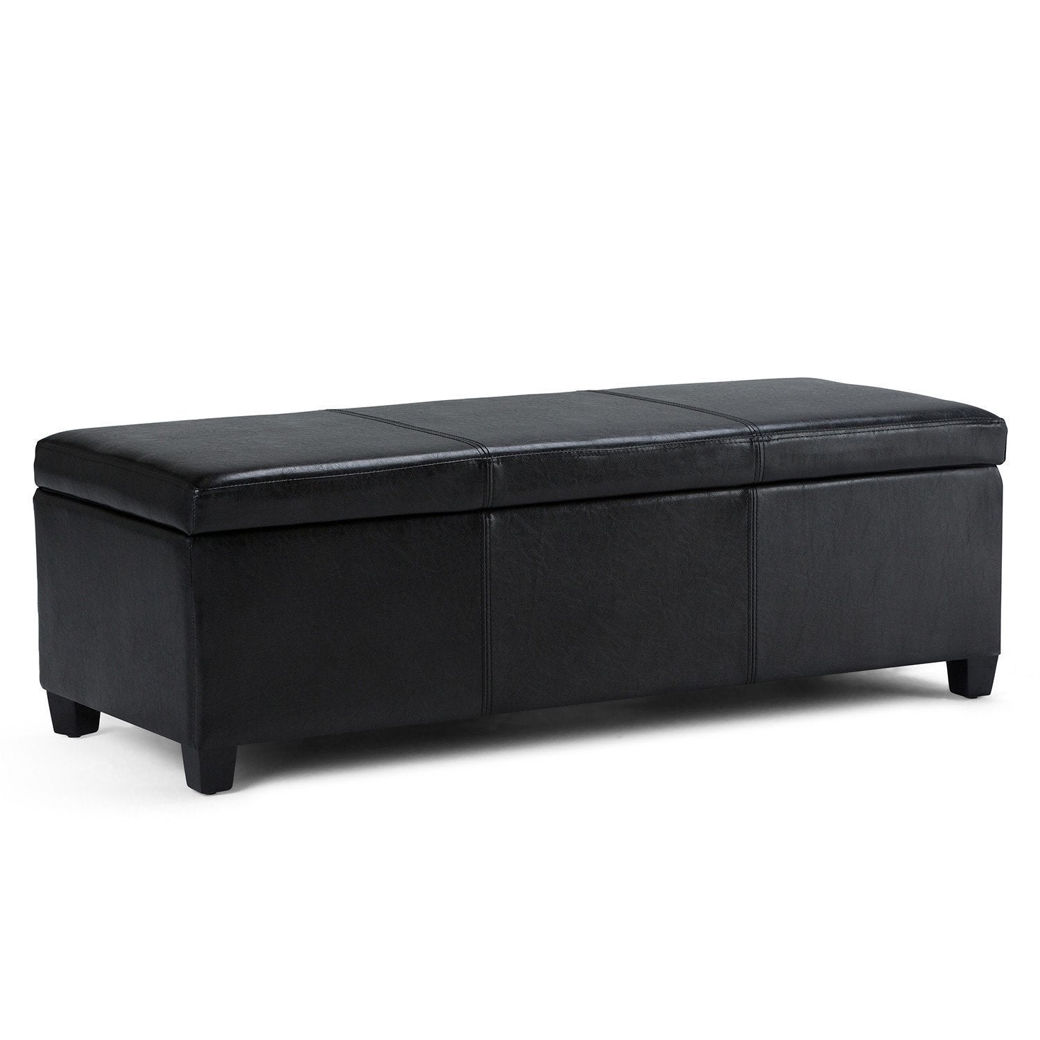 Midnight Black Vegan Leather | Avalon Vegan Leather Storage Ottoman