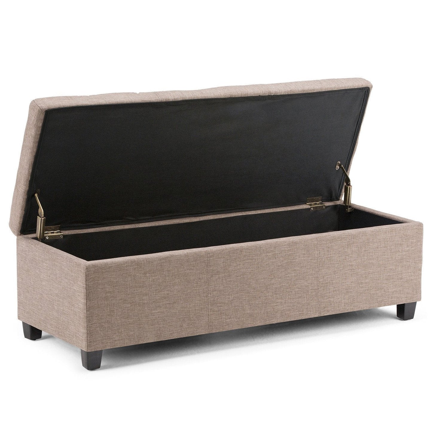 Fawn Brown Linen Style Fabric | Avalon Vegan Leather Storage Ottoman