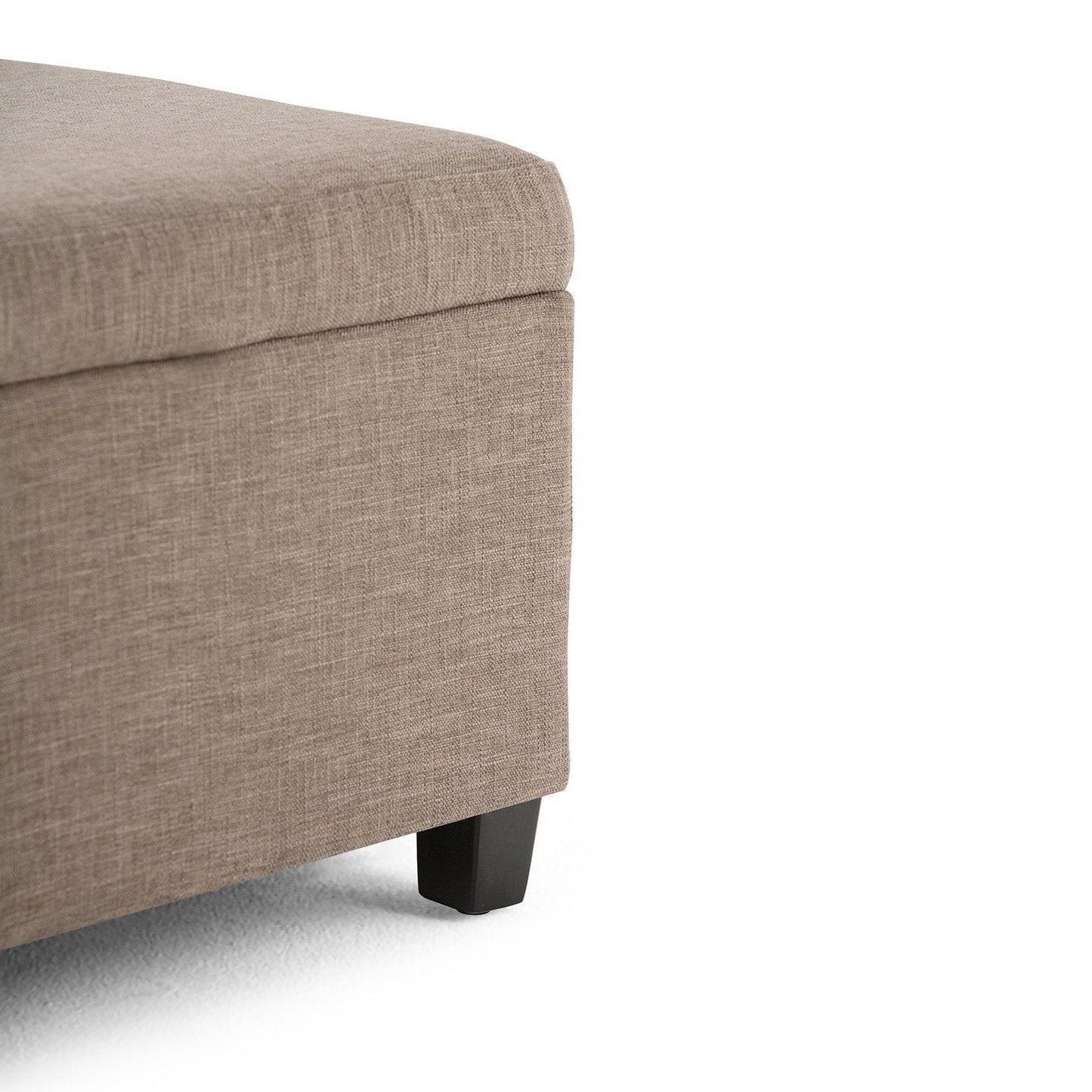 Fawn Brown Linen Style Fabric | Avalon Vegan Leather Storage Ottoman