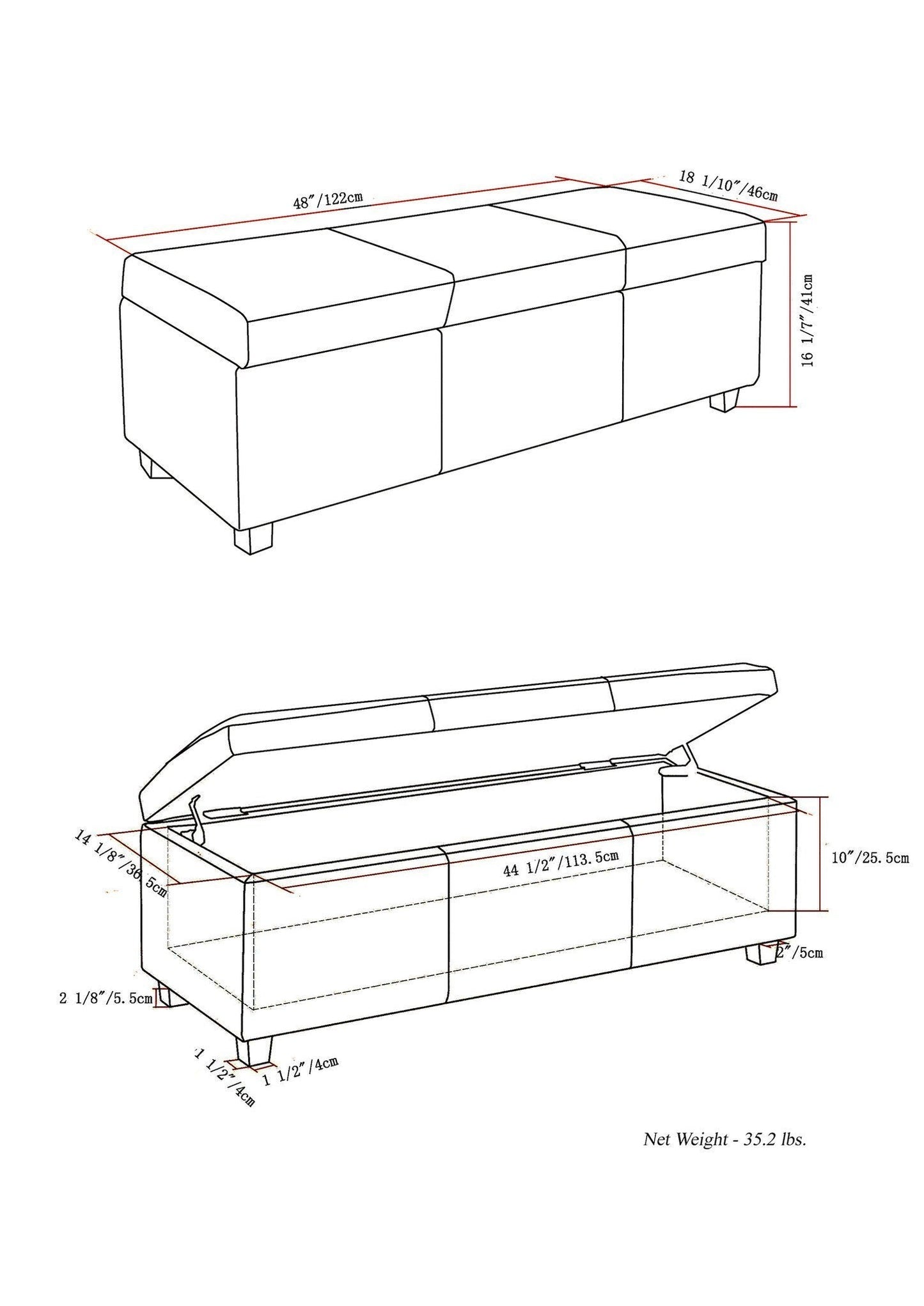 Fawn Brown Linen Style Fabric | Avalon Vegan Leather Storage Ottoman