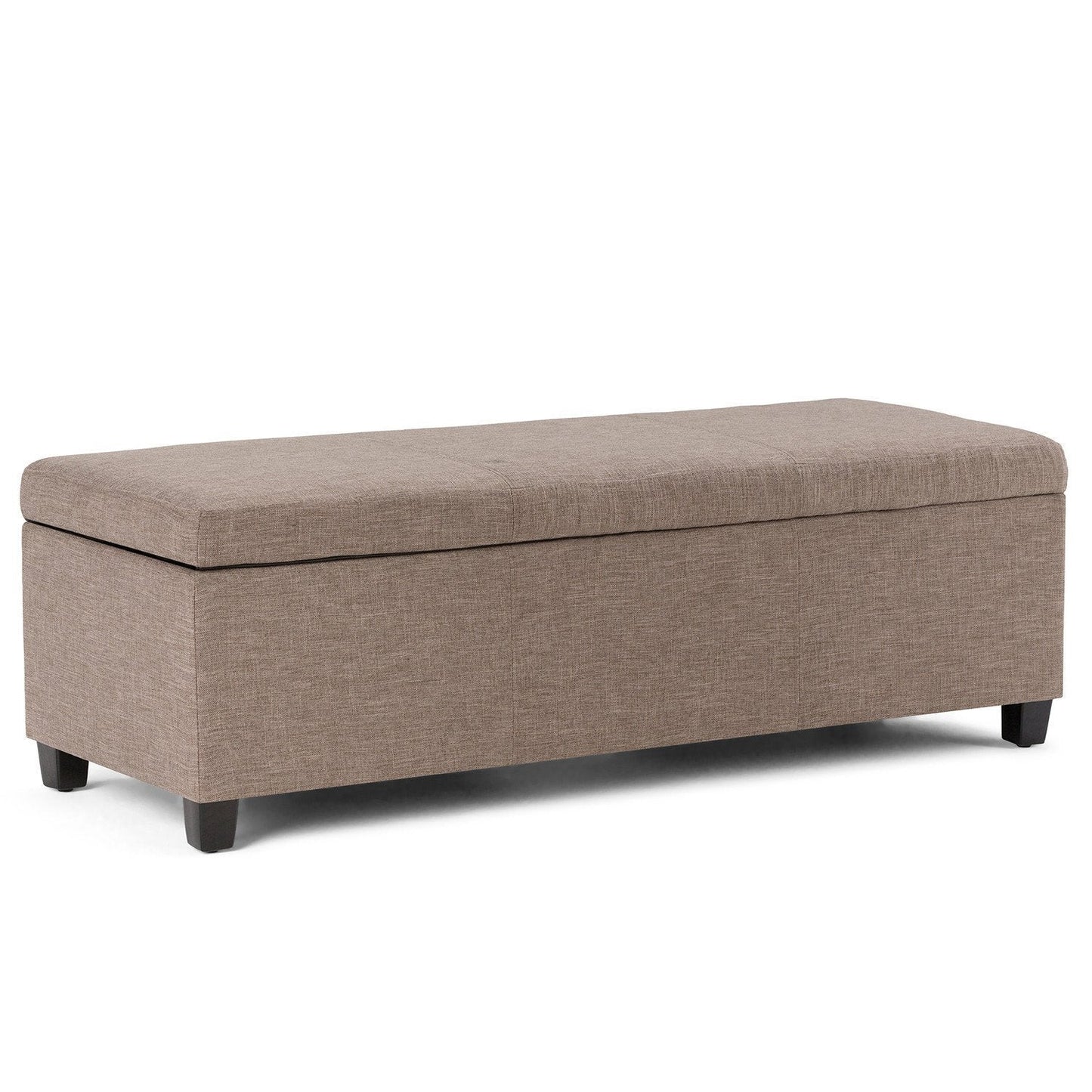 Fawn Brown Linen Style Fabric | Avalon Vegan Leather Storage Ottoman