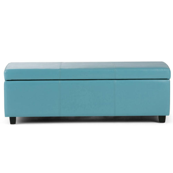 Soft Blue Vegan Leather | Avalon Vegan Leather Storage Ottoman