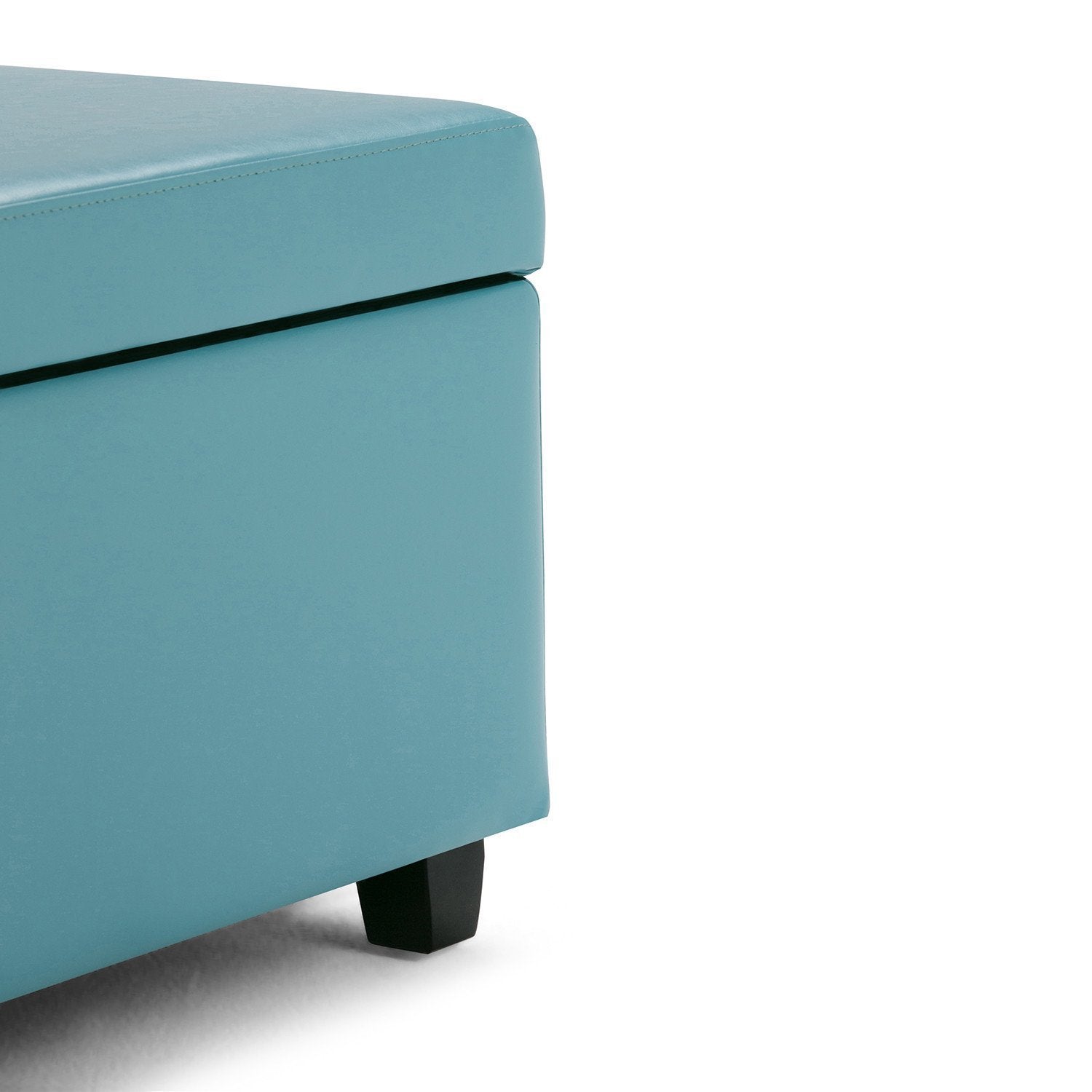 Soft Blue Vegan Leather | Avalon Vegan Leather Storage Ottoman