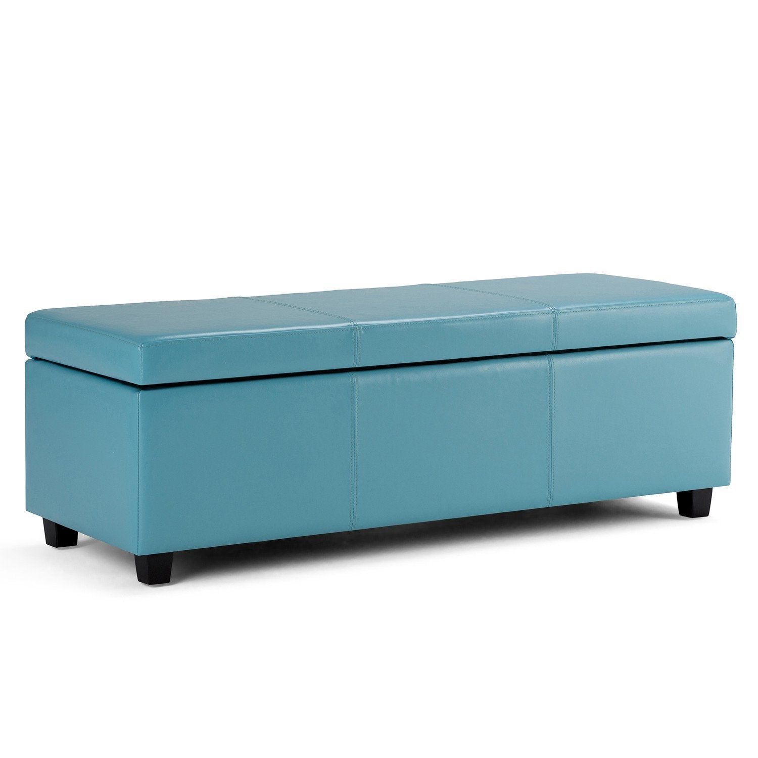 Soft Blue Vegan Leather | Avalon Vegan Leather Storage Ottoman