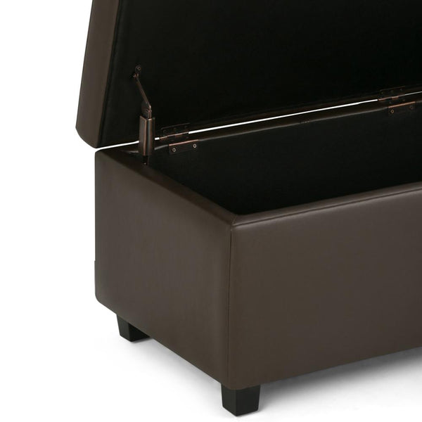 Chocolate Brown Vegan Leather | Avalon Vegan Leather Storage Ottoman