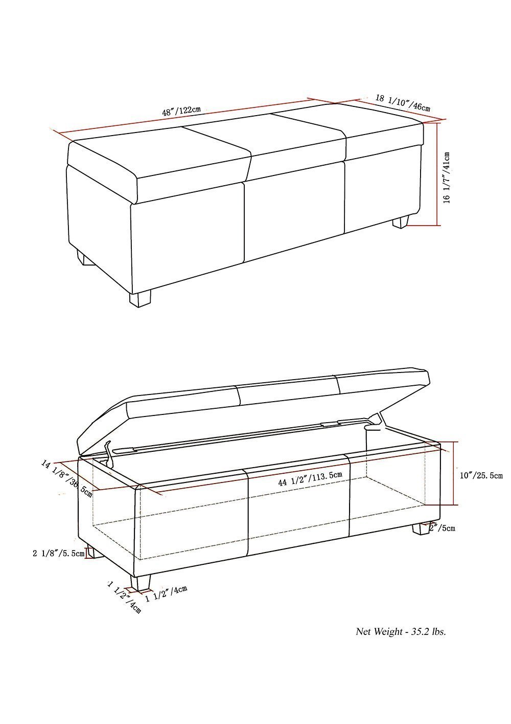 Chocolate Brown Vegan Leather | Avalon Vegan Leather Storage Ottoman