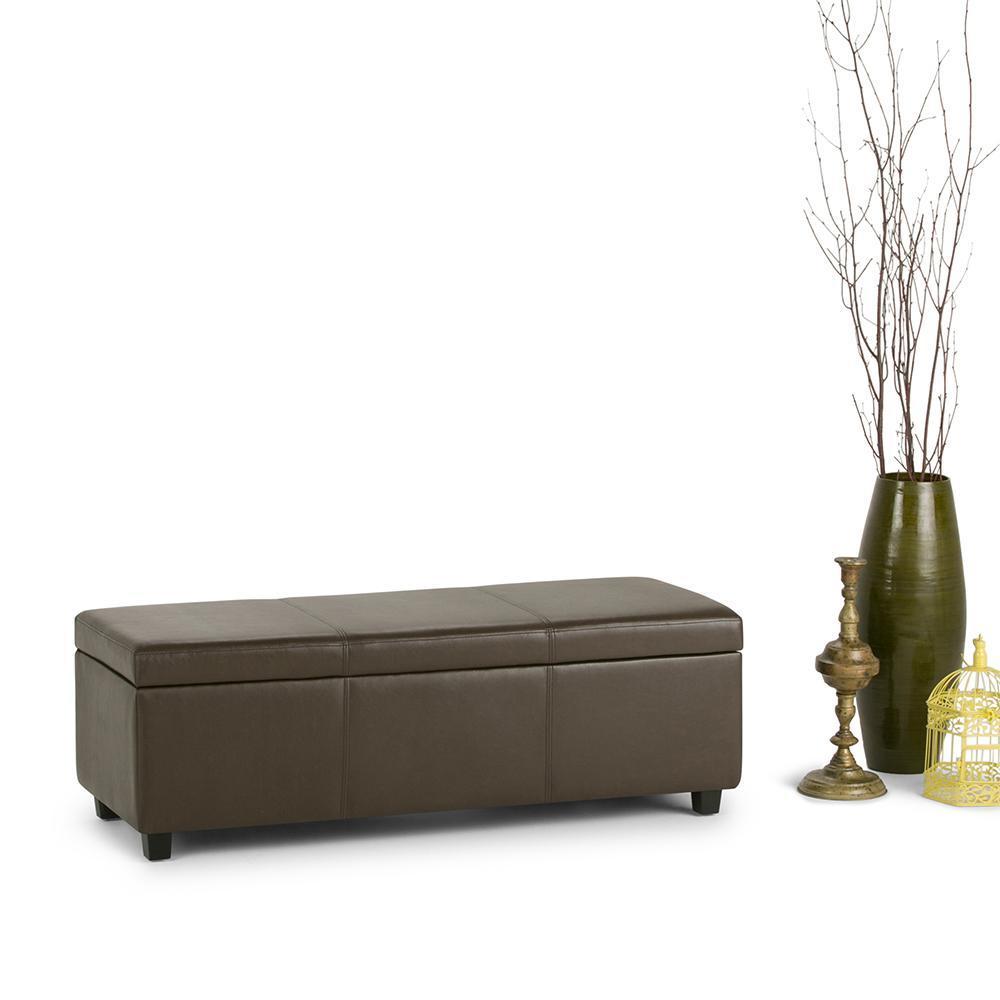 Chocolate Brown Vegan Leather | Avalon Vegan Leather Storage Ottoman