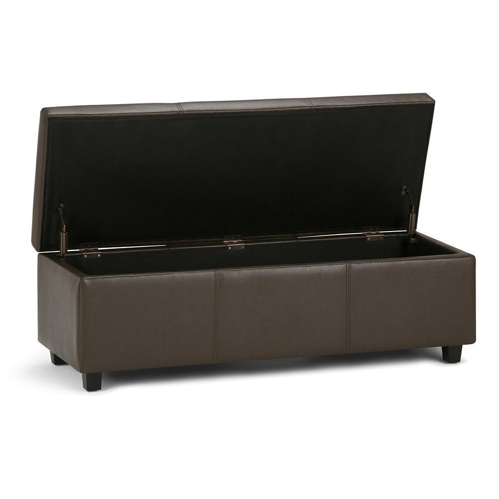 Chocolate Brown Vegan Leather | Avalon Vegan Leather Storage Ottoman