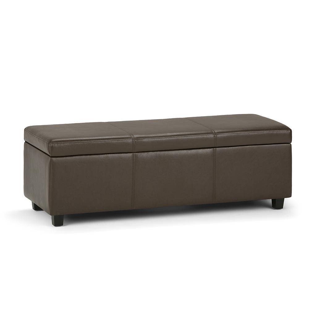 Chocolate Brown Vegan Leather | Avalon Vegan Leather Storage Ottoman