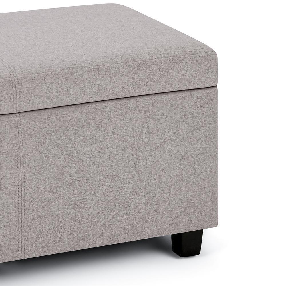 Cloud Grey Linen Style Fabric | Avalon Vegan Leather Storage Ottoman