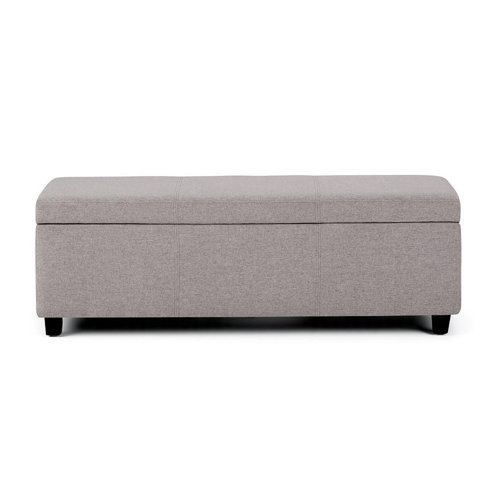 Cloud Grey Linen Style Fabric | Avalon Vegan Leather Storage Ottoman