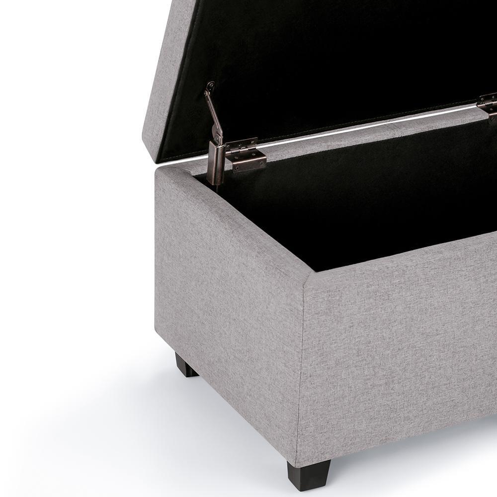 Cloud Grey Linen Style Fabric | Avalon Vegan Leather Storage Ottoman