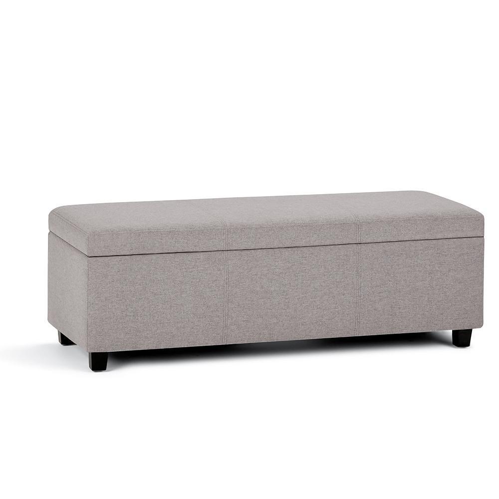 Cloud Grey Linen Style Fabric | Avalon Vegan Leather Storage Ottoman