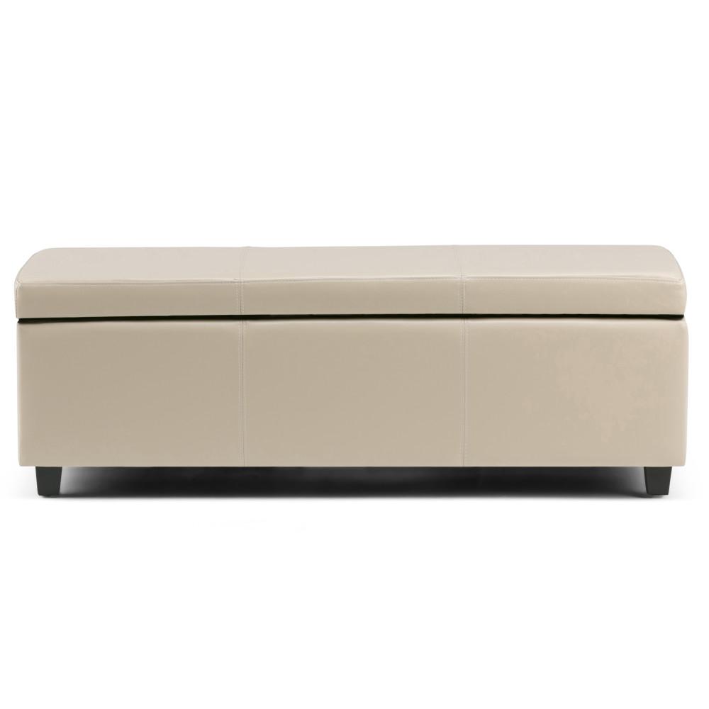 Satin Cream Vegan Leather | Avalon Vegan Leather Storage Ottoman