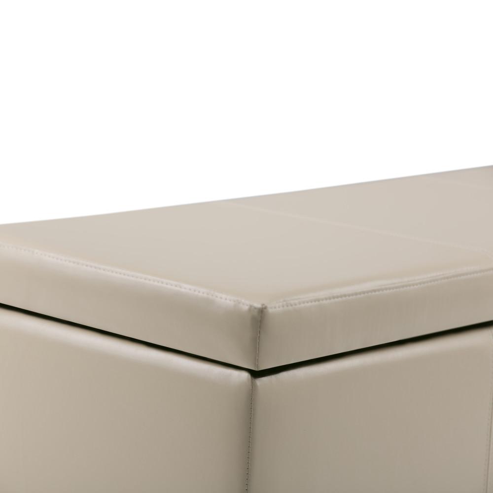 Satin Cream Vegan Leather | Avalon Vegan Leather Storage Ottoman