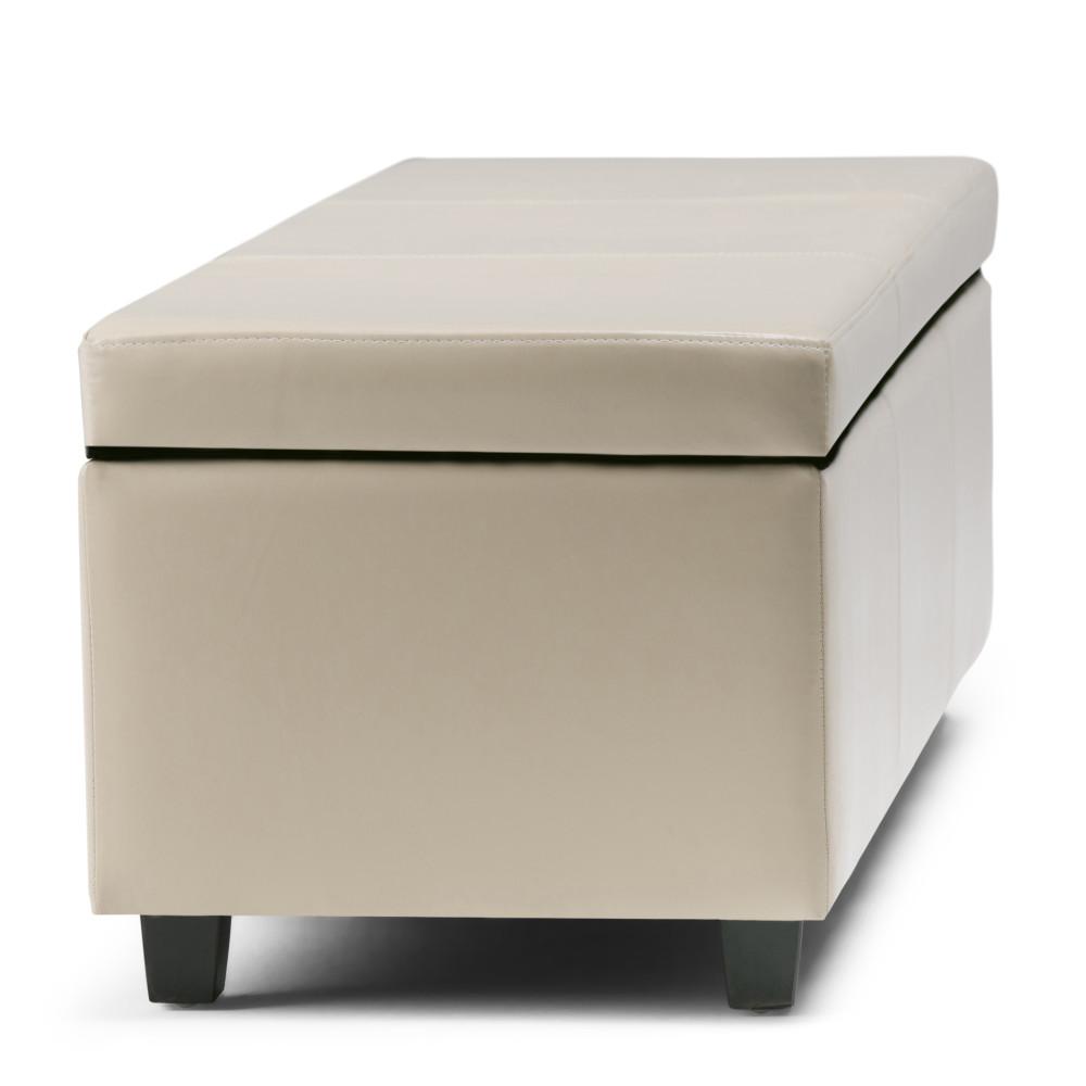 Satin Cream Vegan Leather | Avalon Vegan Leather Storage Ottoman