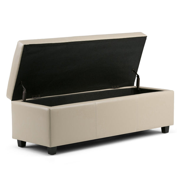 Satin Cream Vegan Leather | Avalon Vegan Leather Storage Ottoman