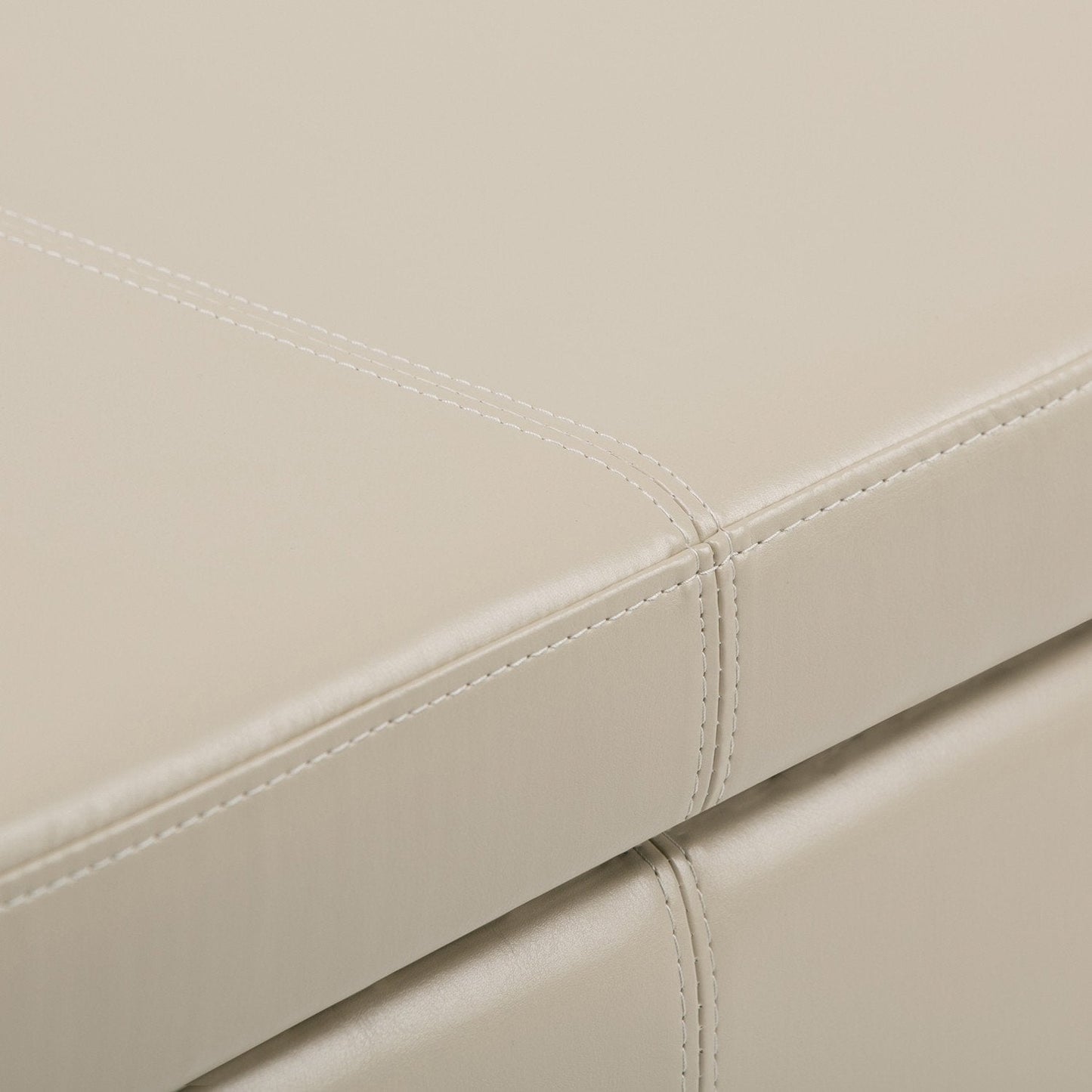 Satin Cream Vegan Leather | Avalon Vegan Leather Storage Ottoman