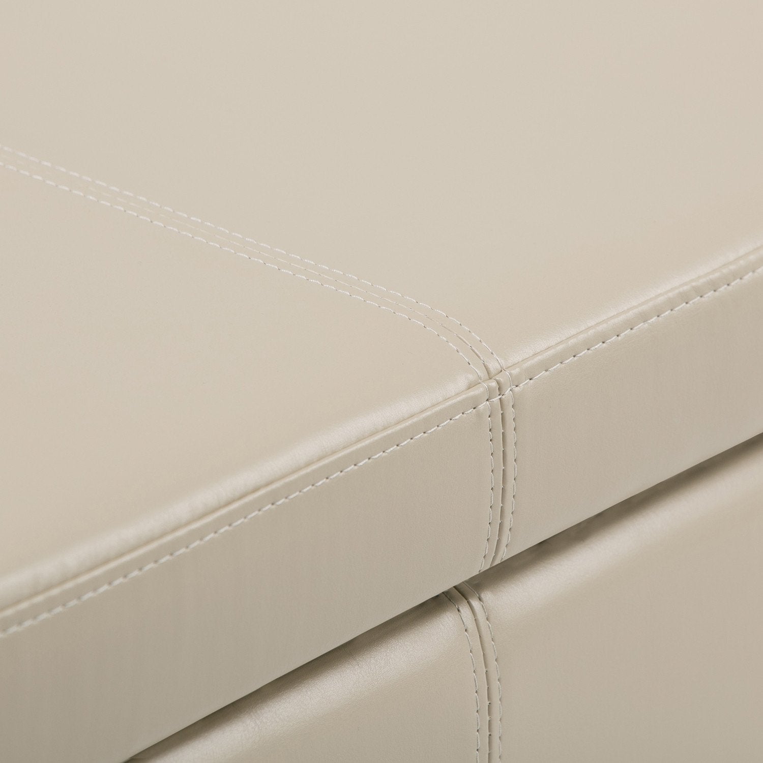 Satin Cream Vegan Leather | Avalon Vegan Leather Storage Ottoman