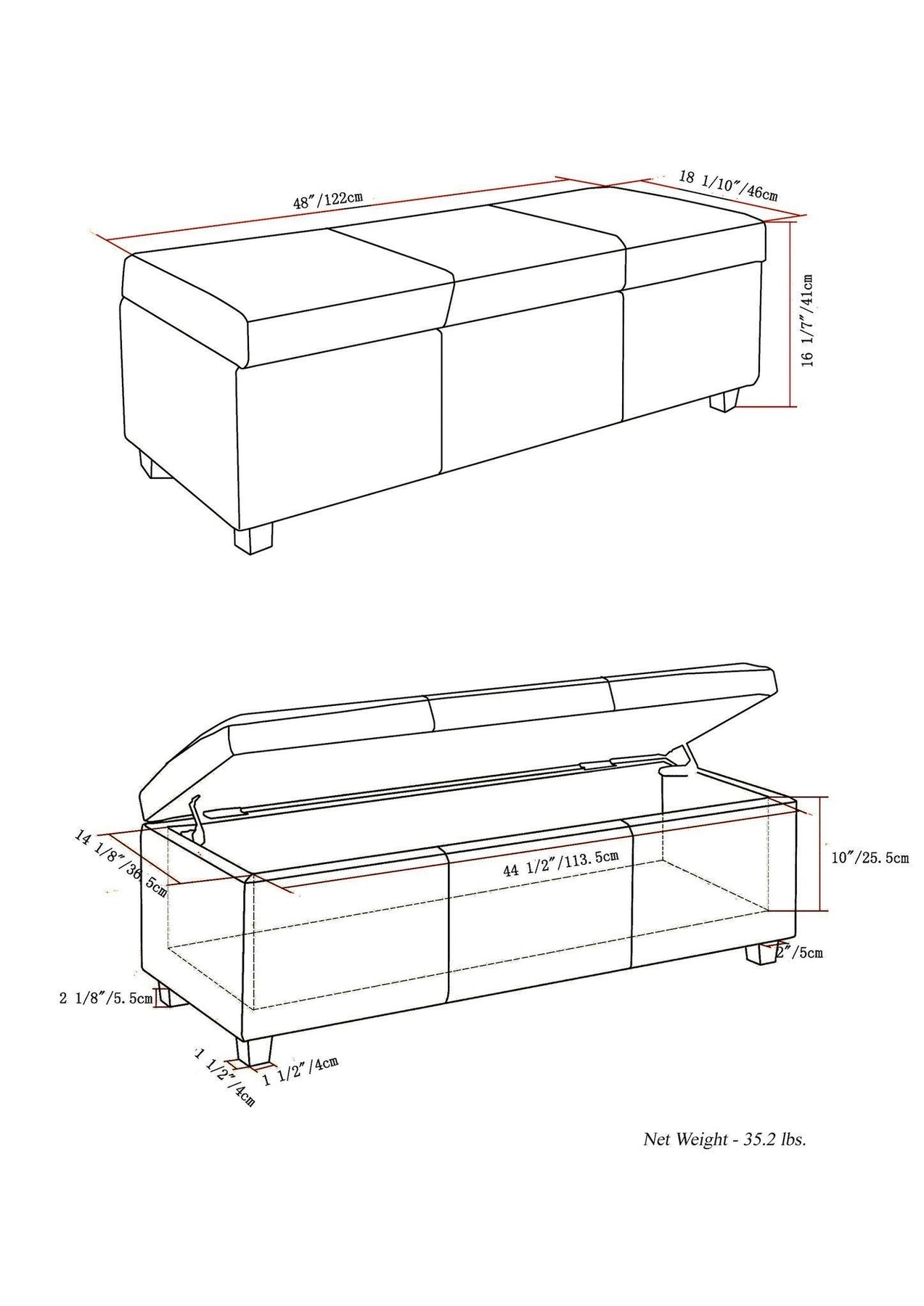 Satin Cream Vegan Leather | Avalon Vegan Leather Storage Ottoman