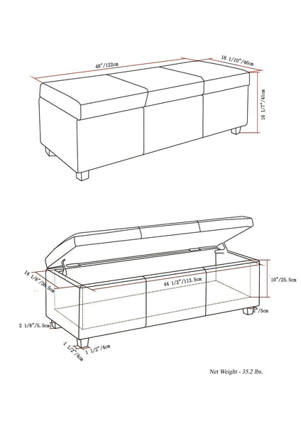 Satin Cream Vegan Leather | Avalon Vegan Leather Storage Ottoman