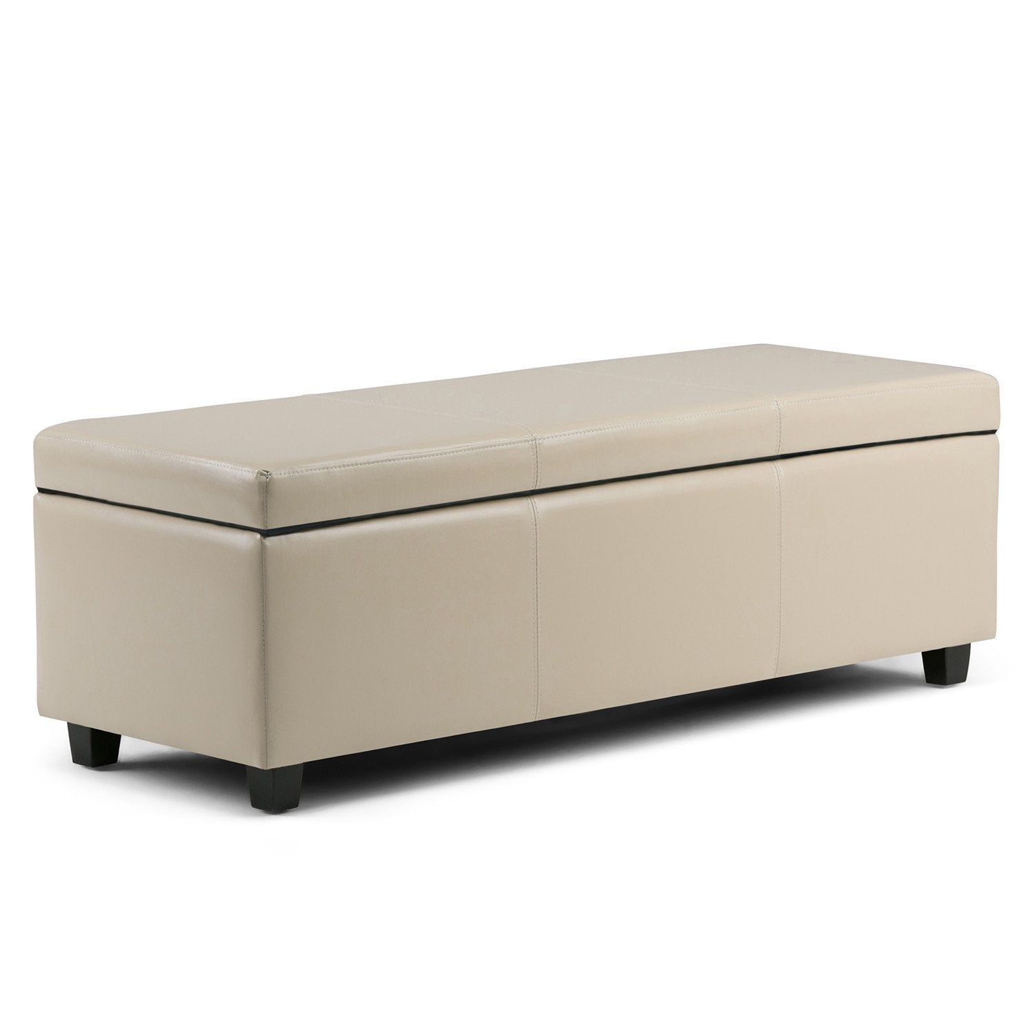 Satin Cream Vegan Leather | Avalon Vegan Leather Storage Ottoman