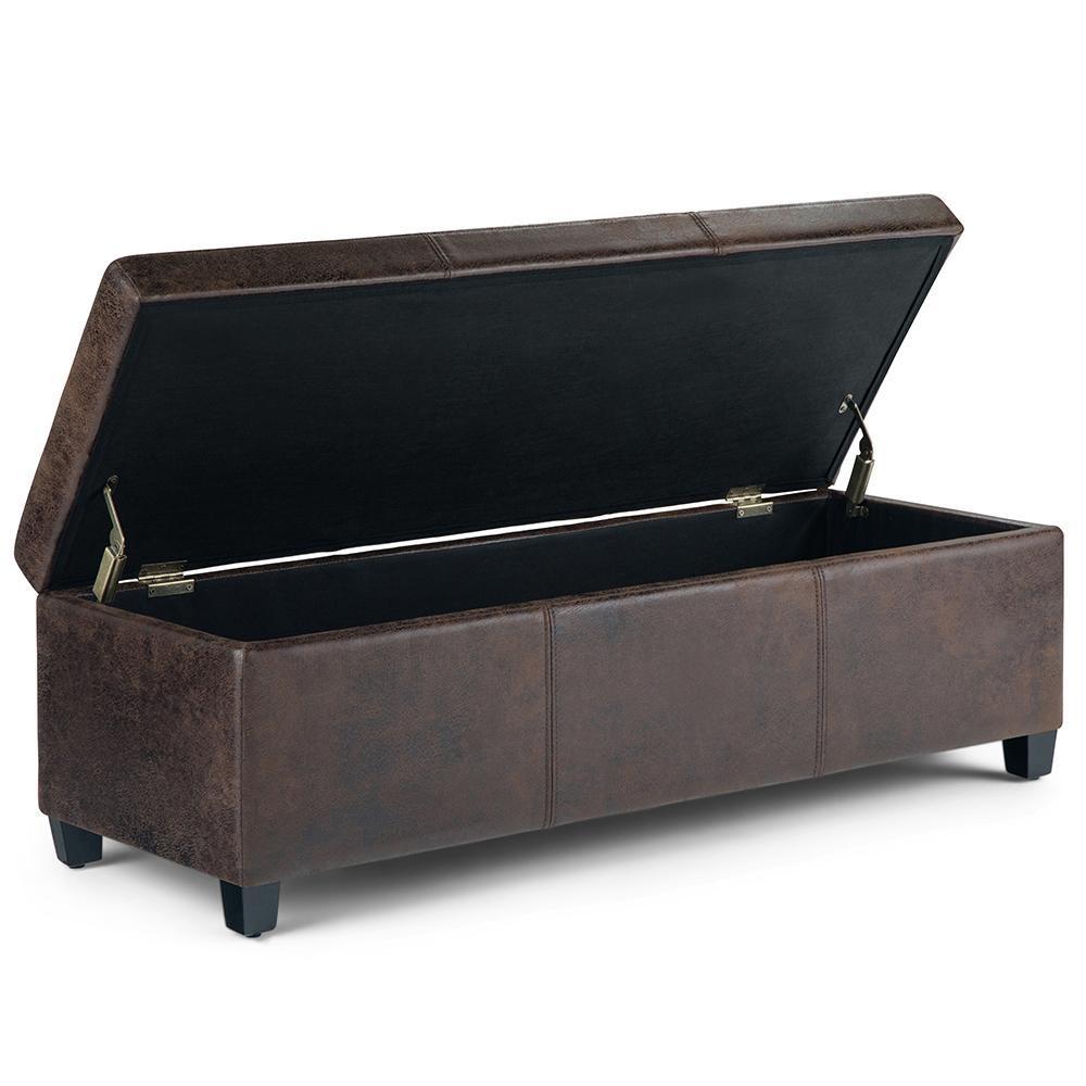 Distressed Brown Distressed Vegan Leather | Avalon Vegan Leather Storage Ottoman