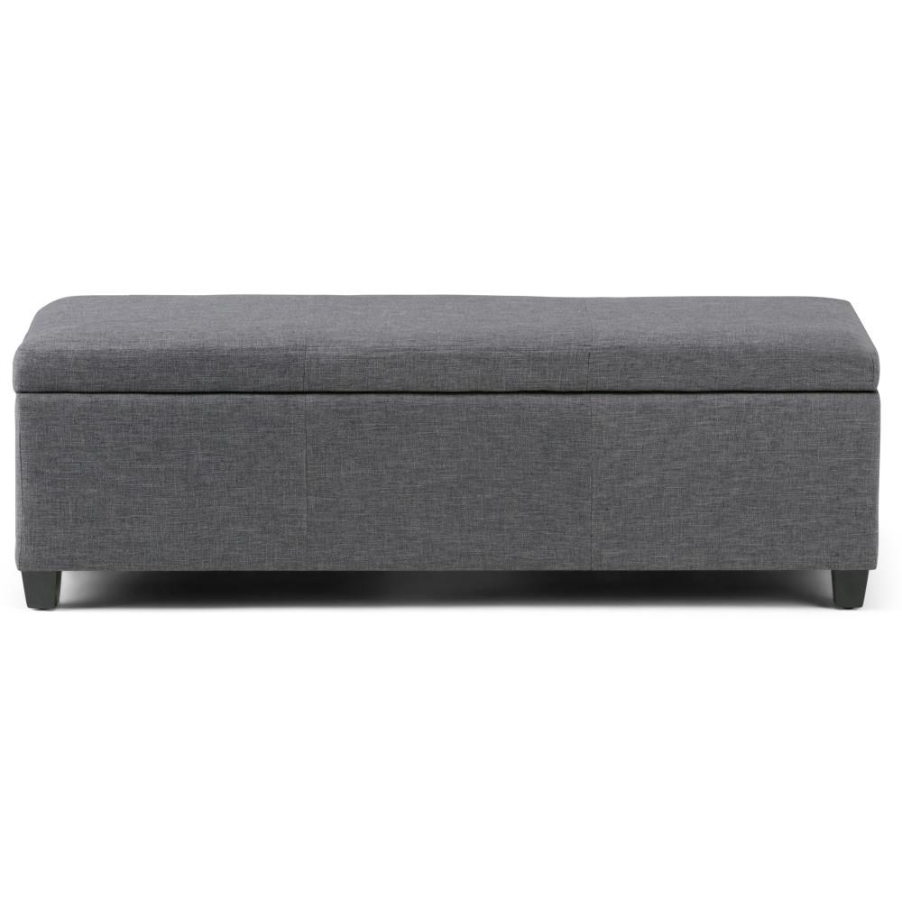 Slate Grey Linen Style Fabric | Avalon Vegan Leather Storage Ottoman