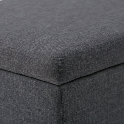 Slate Grey Linen Style Fabric | Avalon Vegan Leather Storage Ottoman