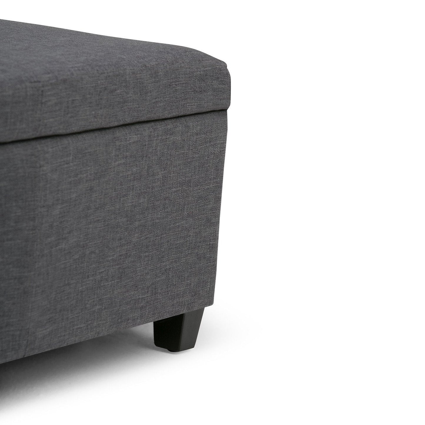 Slate Grey Linen Style Fabric | Avalon Vegan Leather Storage Ottoman