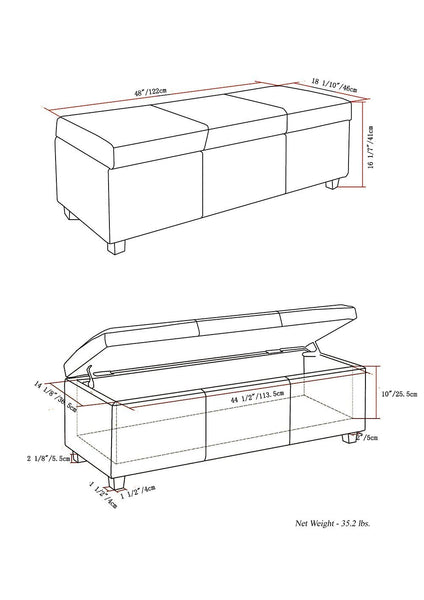 Stone Grey Vegan Leather | Avalon Vegan Leather Storage Ottoman