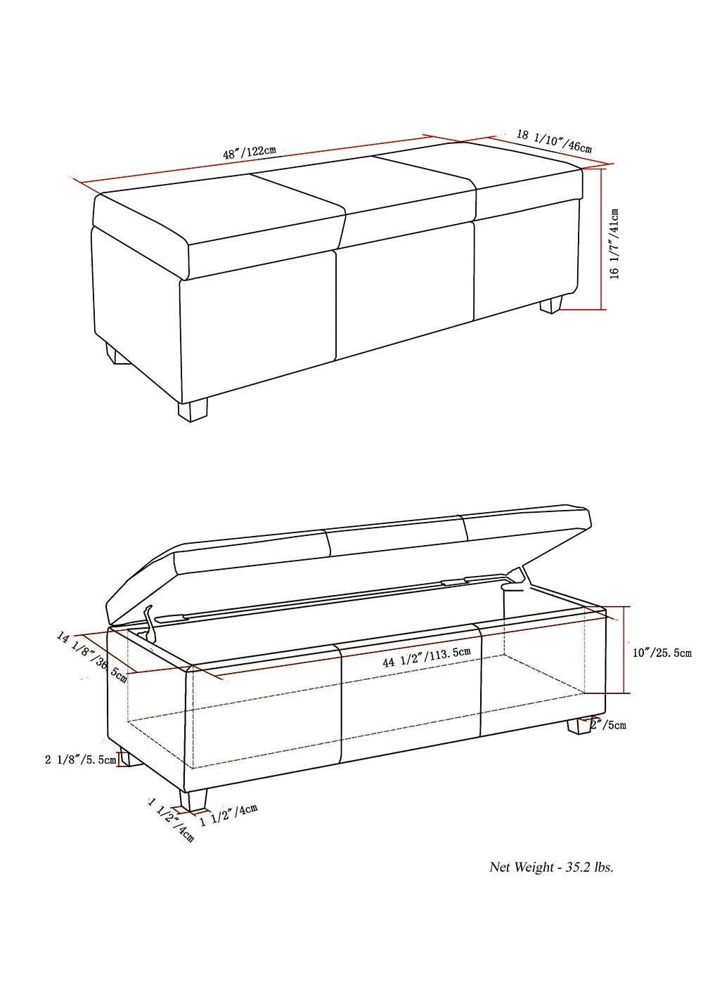 Stone Grey Vegan Leather | Avalon Vegan Leather Storage Ottoman