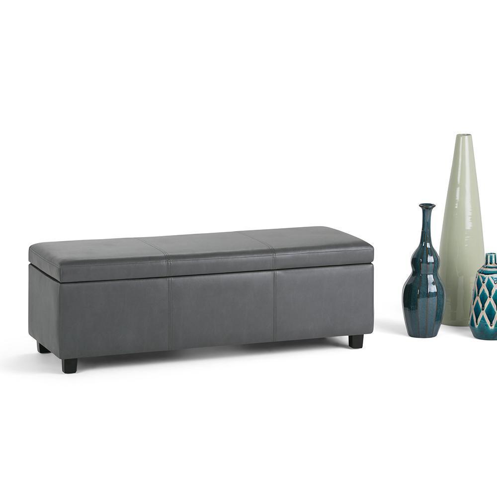 Stone Grey Vegan Leather | Avalon Vegan Leather Storage Ottoman