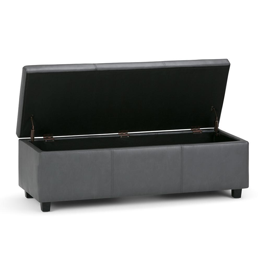 Stone Grey Vegan Leather | Avalon Vegan Leather Storage Ottoman