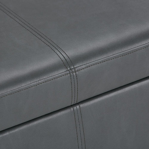 Stone Grey Vegan Leather | Avalon Vegan Leather Storage Ottoman