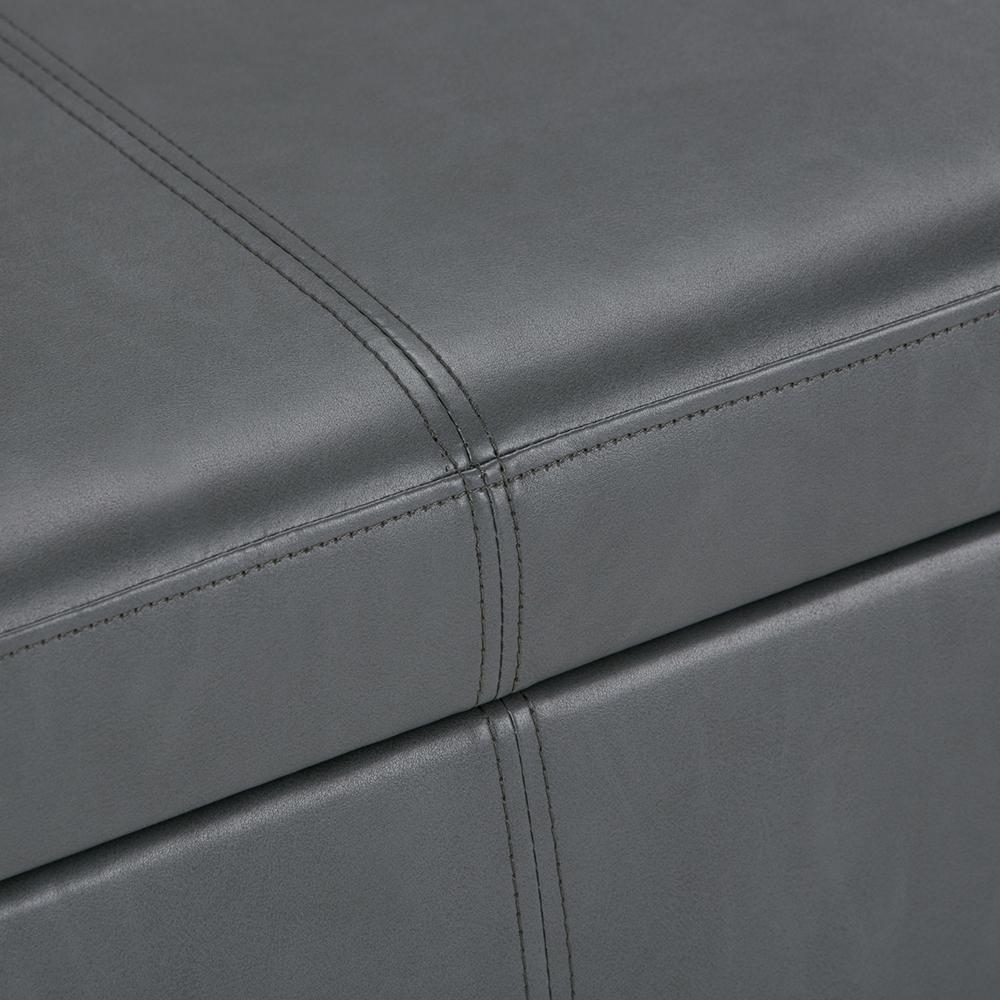 Stone Grey Vegan Leather | Avalon Vegan Leather Storage Ottoman