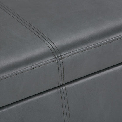 Stone Grey Vegan Leather | Avalon Vegan Leather Storage Ottoman