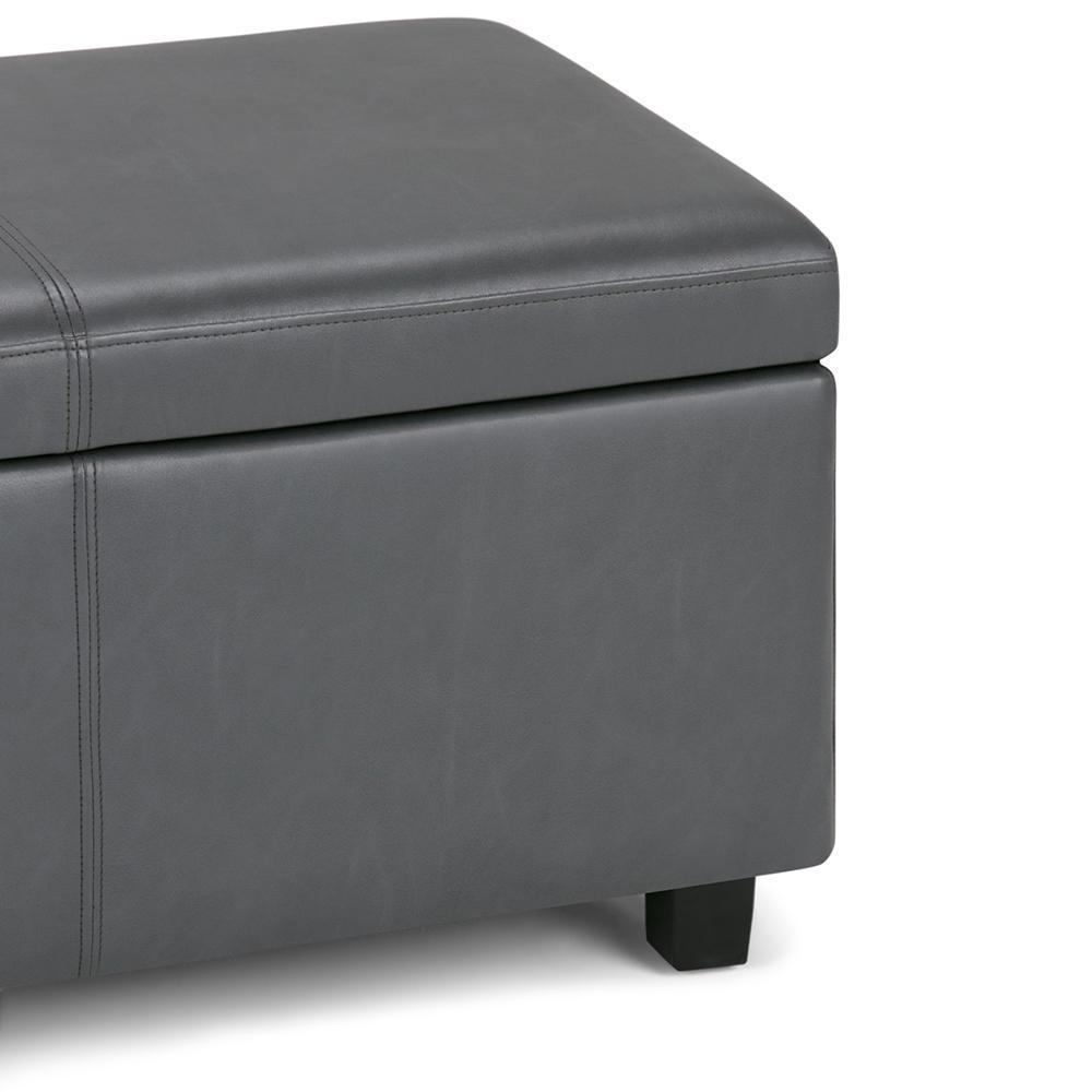 Stone Grey Vegan Leather | Avalon Vegan Leather Storage Ottoman