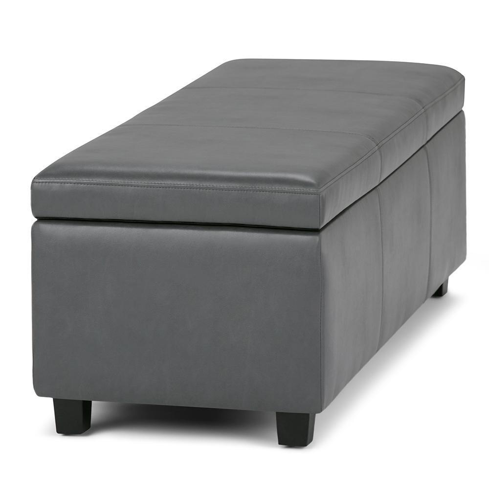 Stone Grey Vegan Leather | Avalon Vegan Leather Storage Ottoman