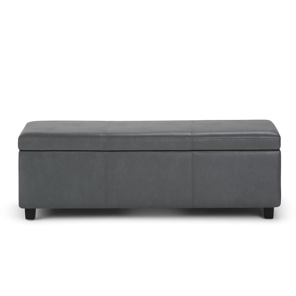 Stone Grey Vegan Leather | Avalon Vegan Leather Storage Ottoman