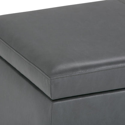 Stone Grey Vegan Leather | Avalon Vegan Leather Storage Ottoman