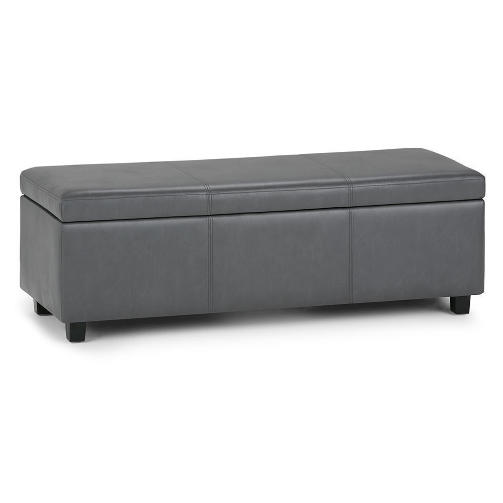 Stone Grey Vegan Leather | Avalon Vegan Leather Storage Ottoman