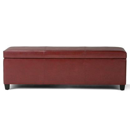 Red Vegan Leather | Avalon Vegan Leather Storage Ottoman