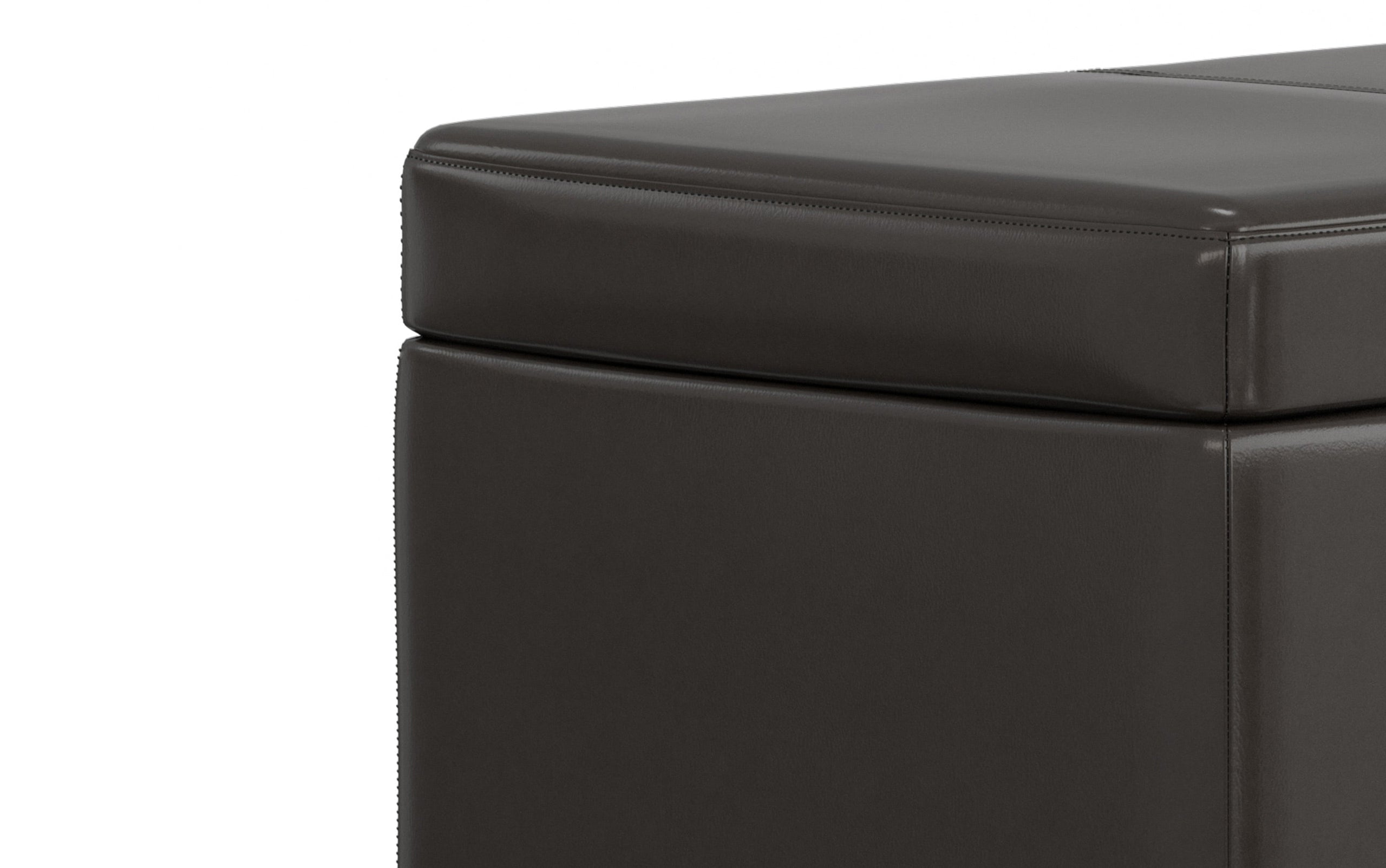 Tanners Brown Vegan Leather | Avalon Lift Top Rectangular Storage Ottoman