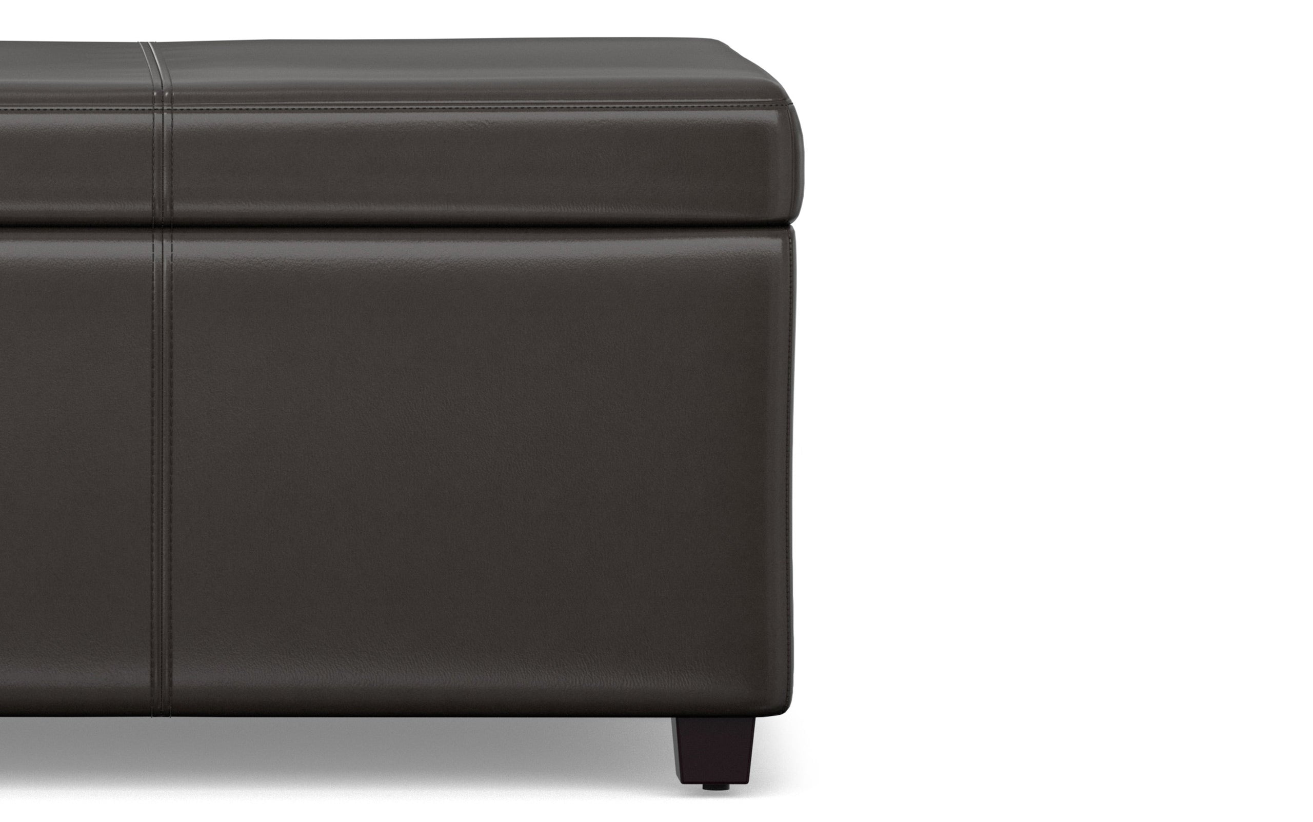 Tanners Brown Vegan Leather | Avalon Lift Top Rectangular Storage Ottoman