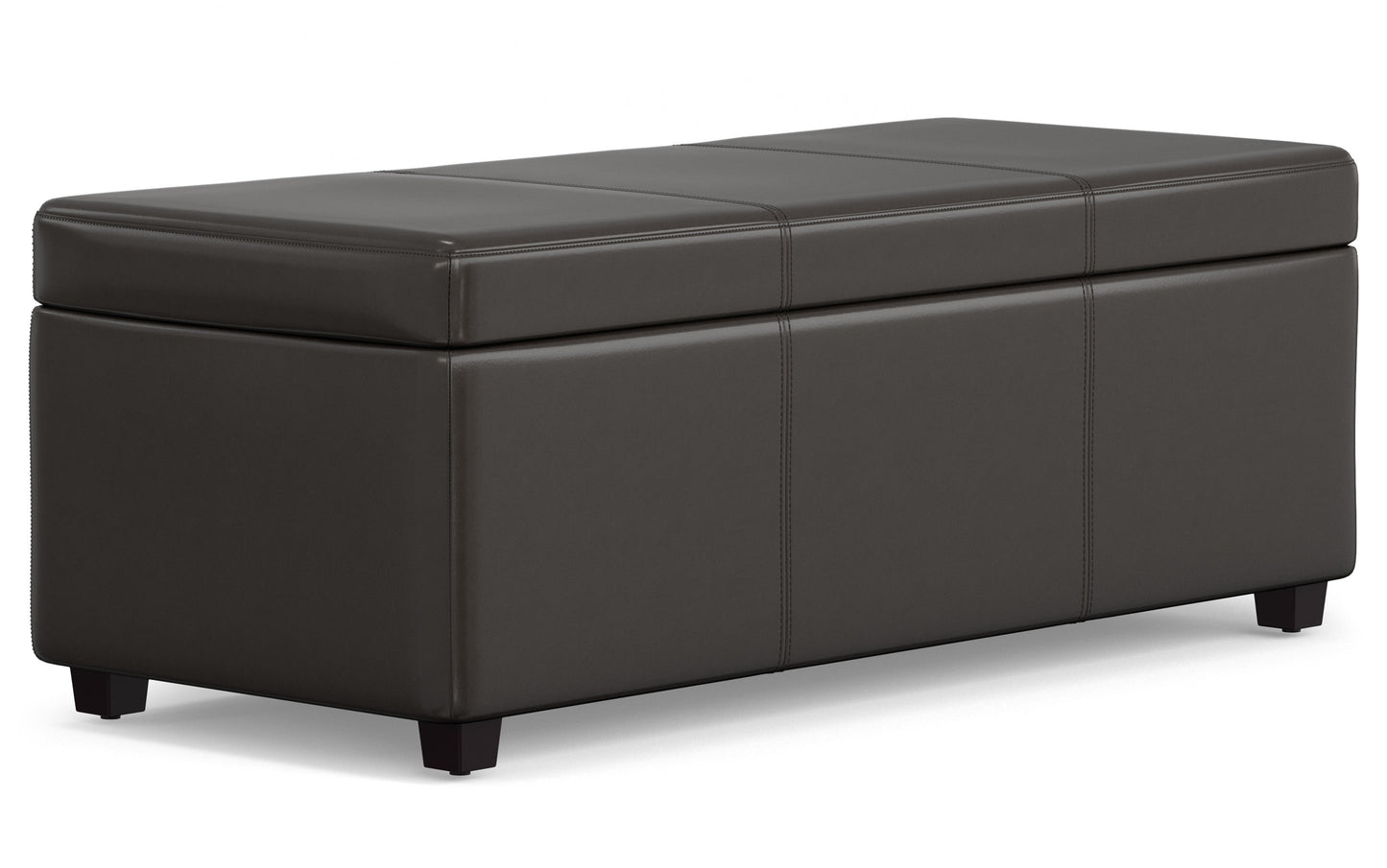 Tanners Brown Vegan Leather | Avalon Lift Top Rectangular Storage Ottoman