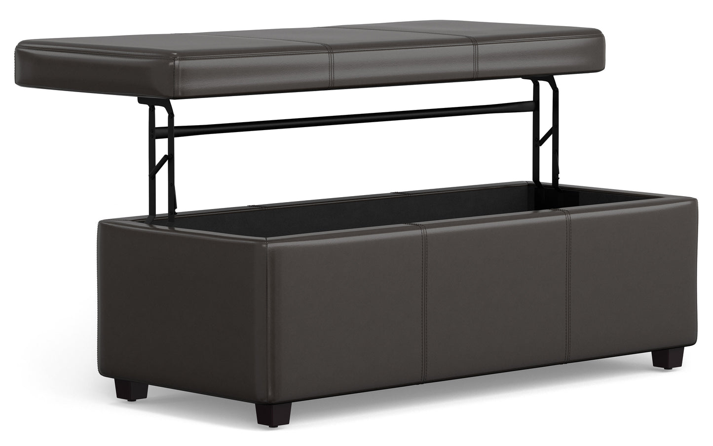 Tanners Brown Vegan Leather | Avalon Lift Top Rectangular Storage Ottoman