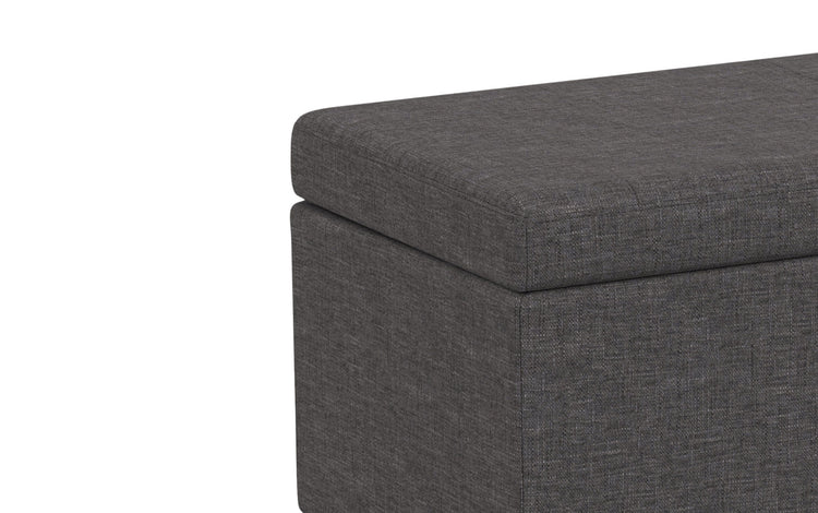 Slate Grey Linen Style Fabric | Avalon Extra Large Storage Ottoman Bench