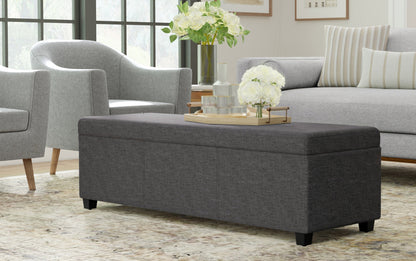 Slate Grey Linen Style Fabric | Avalon Extra Large Storage Ottoman Bench