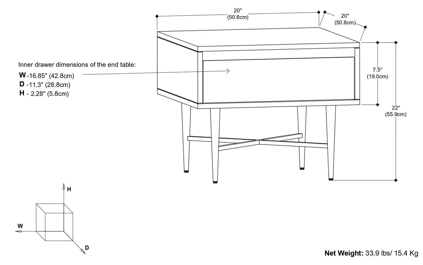 Natural Mango | Fallon End Table with Drawer